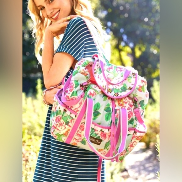 Matilda Jane Carry It All Diaper Bag Backpack Brilliant Daydream Pink Floral - Picture 1 of 14